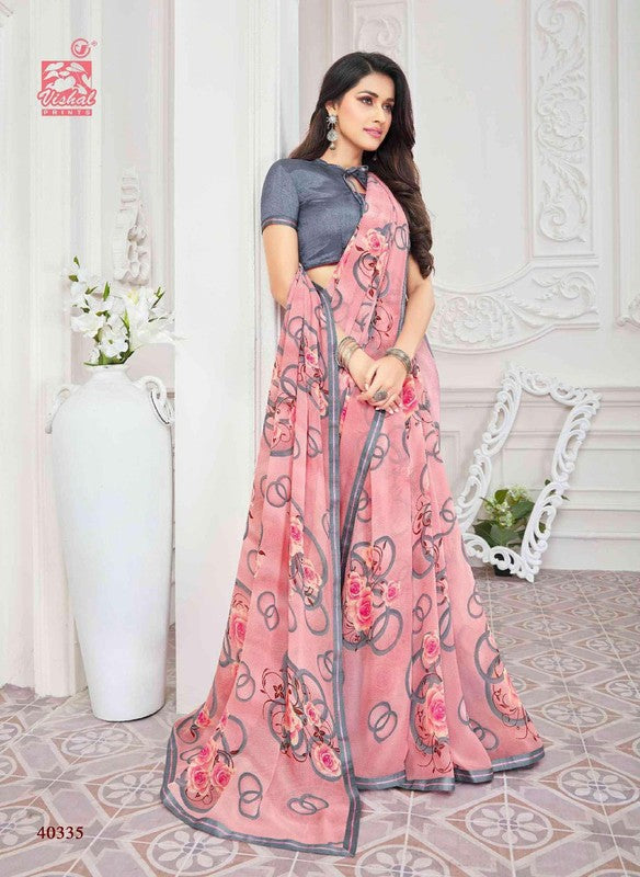 Vishal Rutvi Vs-40335 Georgette Pink Saree