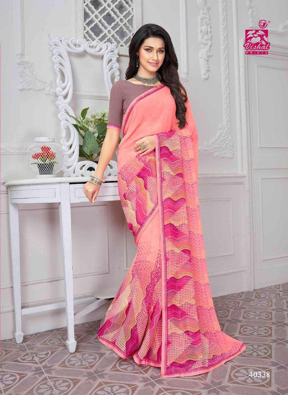 Vishal Rutvi Vs-40338 Georgette Pink Saree