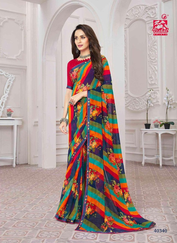 Vishal Rutvi Vs-40340 Georgette Multicolor Saree