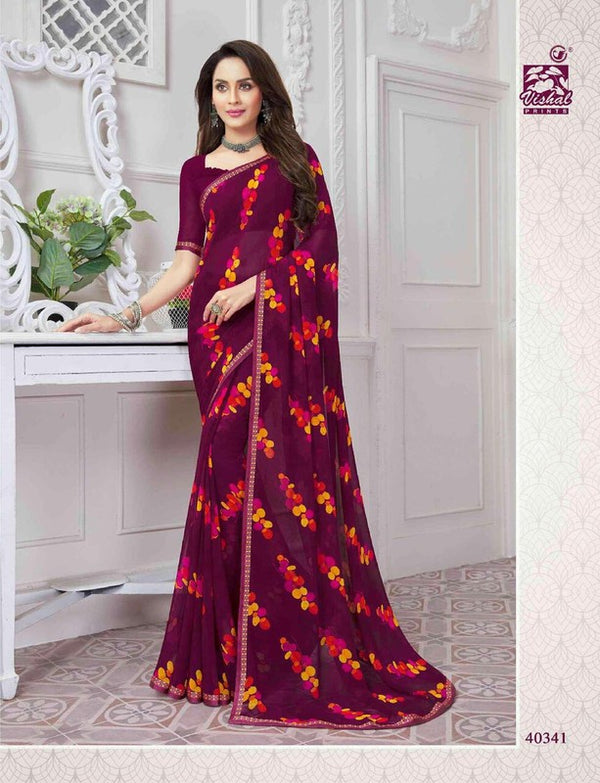 Vishal Rutvi Vs-40341 Georgette Maroon Saree