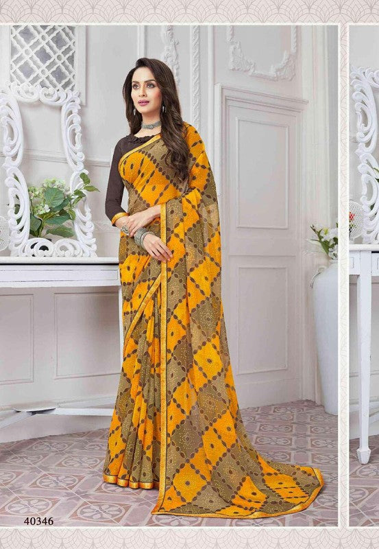 Vishal Rutvi Vs-40346 Georgette Yellow Saree