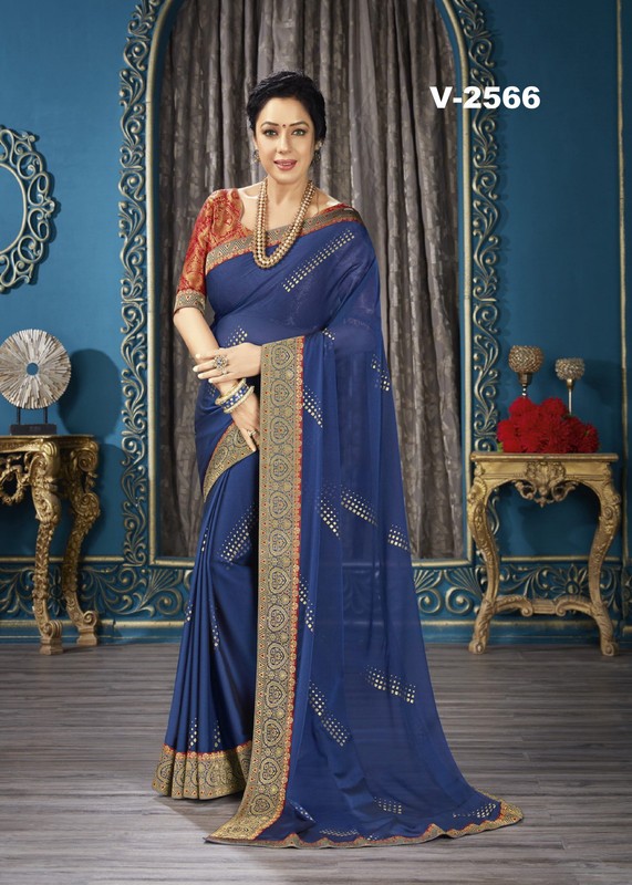 Vishal All Time Hit Vs-2566 Chiffon Silk Blue Saree