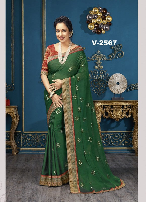 Vishal All Time Hit Vs-2567 Chiffon Silk Green Saree