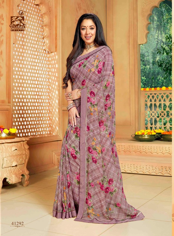 Vishal Vanita Vs-41292 Georgette Pink Saree