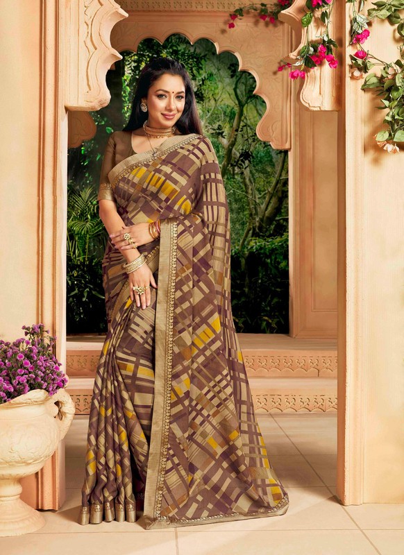 Vishal Vanita Vs-41293 Chiffon Brown Saree