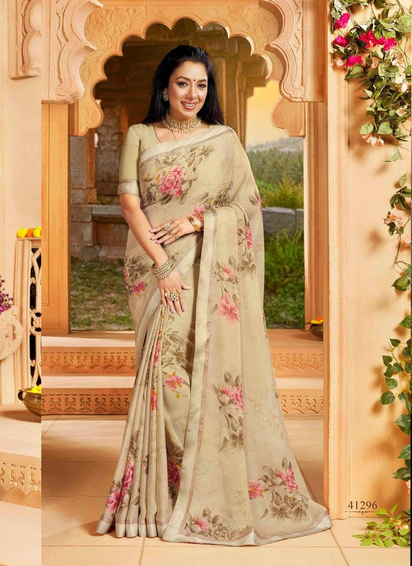 Vishal Vanita Vs-41296 Chiffon Yellow Saree