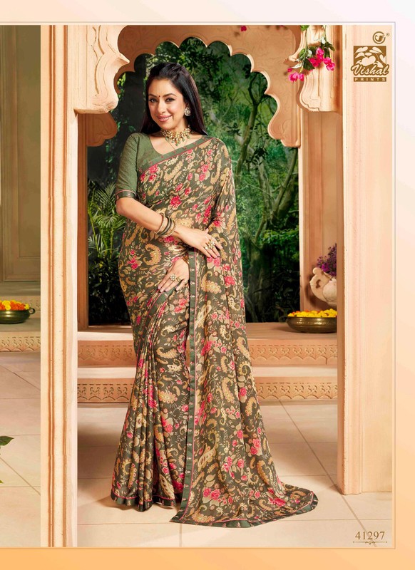 Vishal Vanita Vs-41297 Chiffon Green Saree