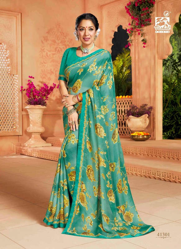 Vishal Vanita Vs-41301 Chiffon Blue Saree