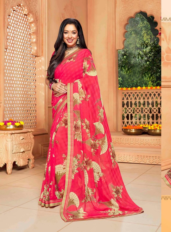 Vishal Vanita Vs-41302 Georgette Pink Saree