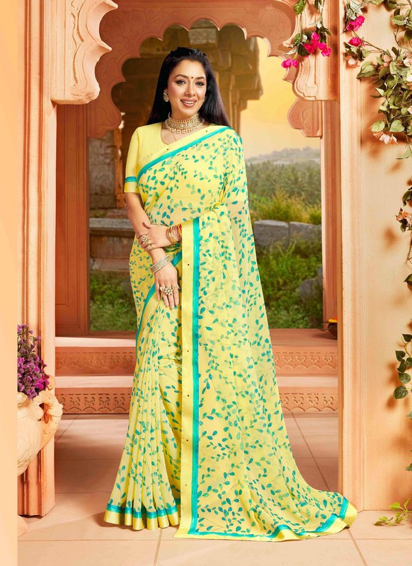 Vishal Vanita Vs-41303 Georgette Yellow Saree