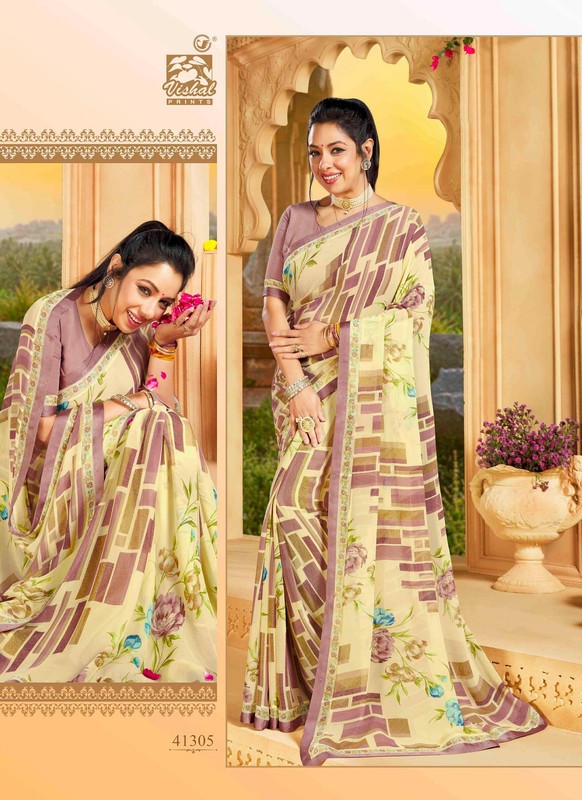 Vishal Vanita Vs-41305 Georgette Yellow Saree