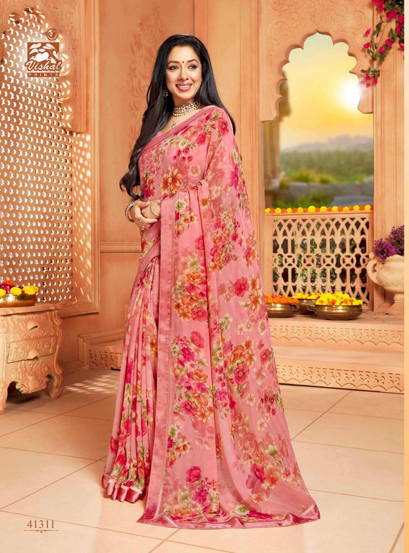 Vishal Vanita Vs-41311 Georgette Pink Saree