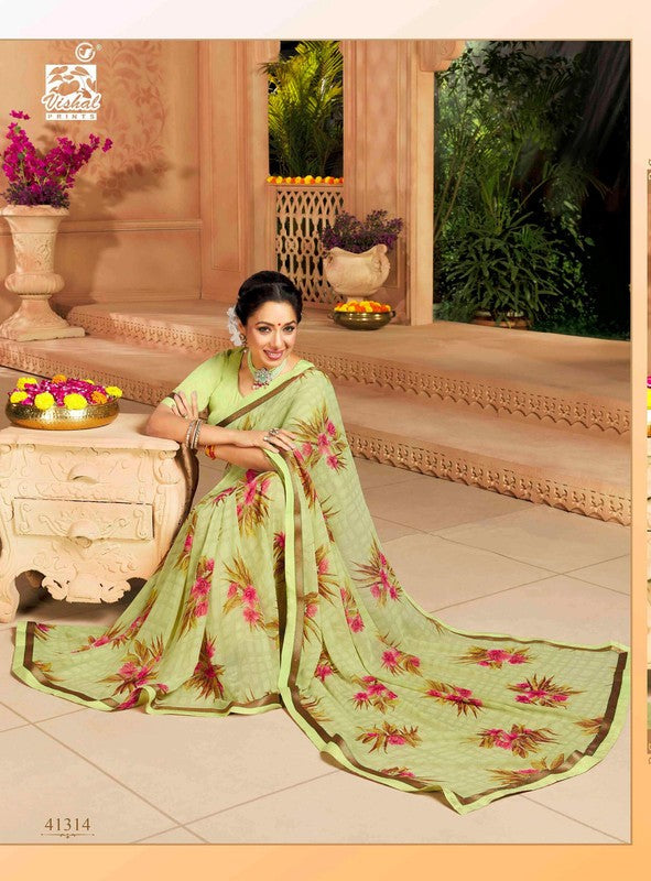 Vishal Vanita Vs-41314 Georgette Green Saree