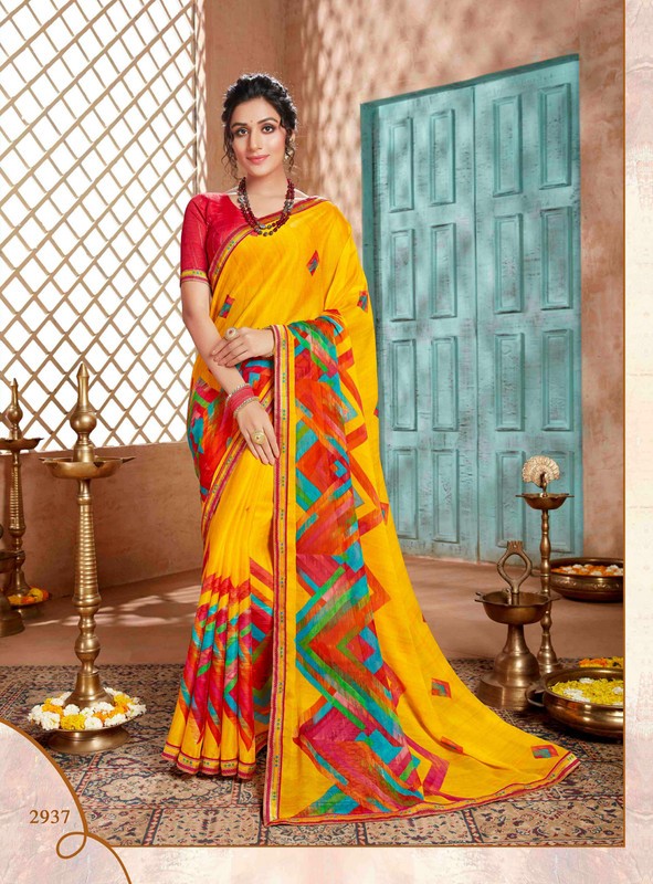 Vishal All Time Hit Vs-2937 Georgette Yellow Saree