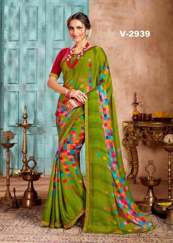 Vishal All Time Hit Vs-2939 Georgette Green Saree