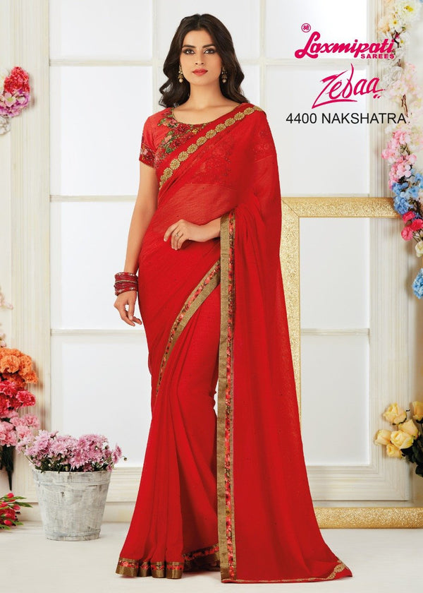 Laxmipati Zeba 4400 Red Chiffon Saree